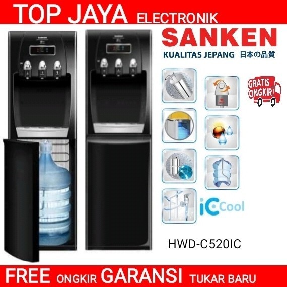 Dispenser Sanken 3 Kran Galon Bawah Pipa Stainless Stell
