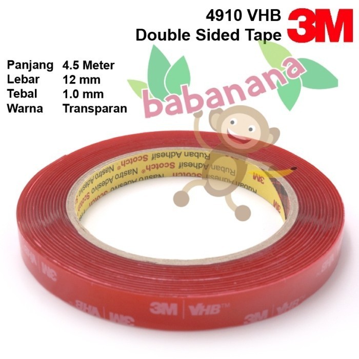 

DISKON Double Tape 3M 4910 VHB Transparan double sided 4.5M x 12mm x 1.0mm