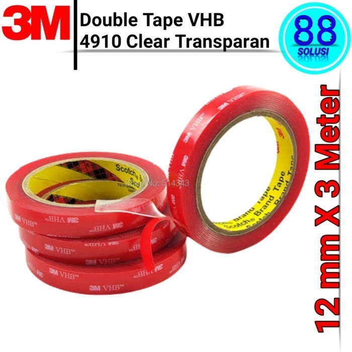 

MURAH Double Tape Bening VHB 3M 4910 Clear Dobel Tip Kuat Transparan 12mm