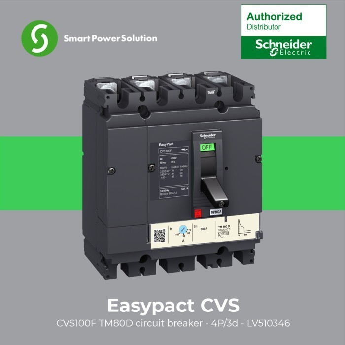 Schneider Easypact Cvs100F Mccb 80A 3P 36Ka - Lv510346