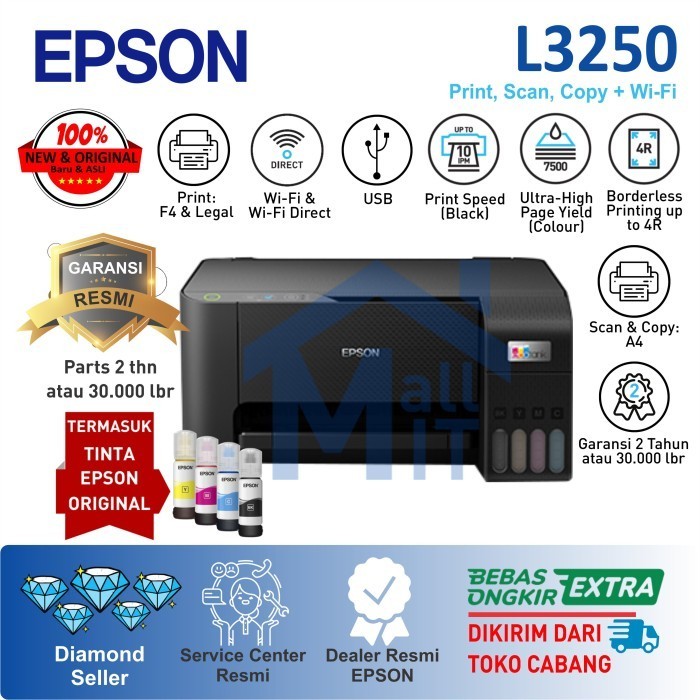 Printer Epson L3250 L-3250 L 3250 Pengganti L3150 L-3150 Wifi Wireless