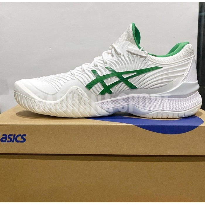 {AyuSport} Sepatu Tenis ASICS COURT FF NOVAK White/Green - 46 Murah