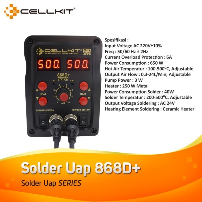 Cellkit Solder Uap - Blower - Hot Air Gun Digital 2In1 868D+