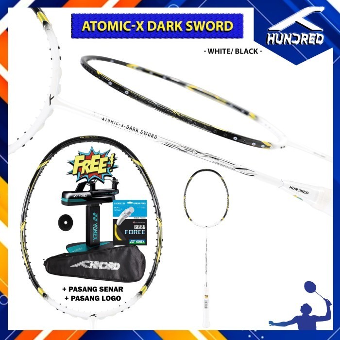 RAKET BADMINTON HUNDRED ATOMIC - X / ATOMIC-X DARK SWORD - WHITE