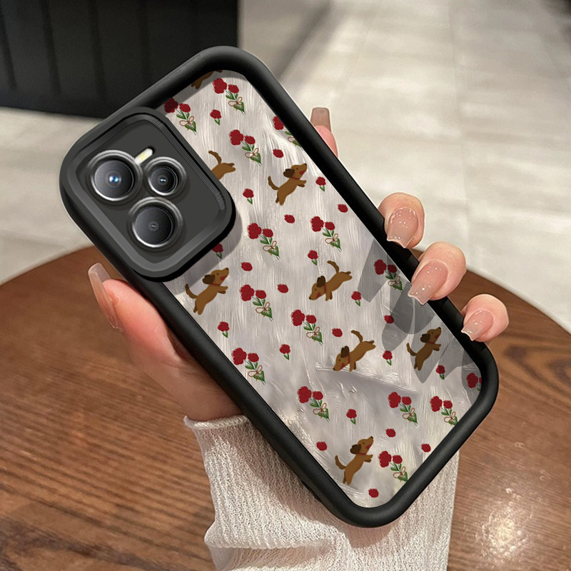 Casing Hp Realme C35 Realme Narzo 50A Prime Case hp ponsel pola anjing Casing bunga rusak paket penu