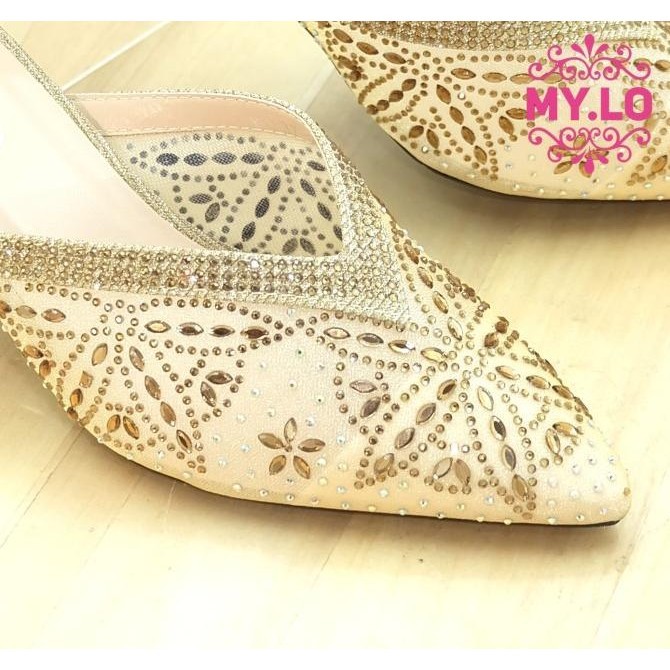 Sandal Pesta Heel Selop Silver Wanita Import Mylo Ms2A05