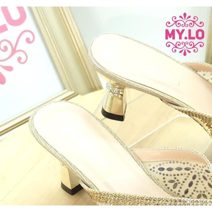 Sandal Pesta Heel Selop Kebaya Gold Import Mylo Ms5A65