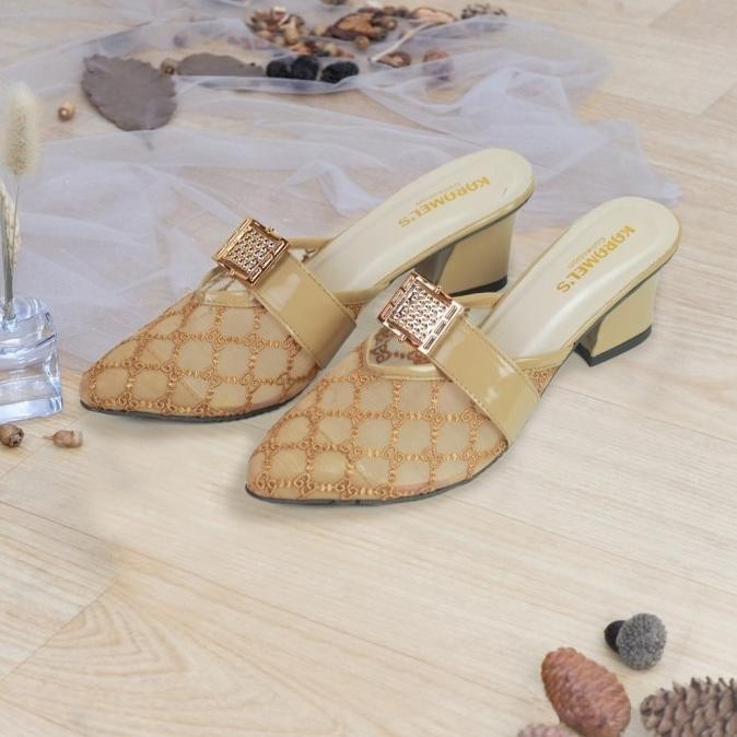Sandal Wanita Sendal Hak Tahu Brukat High Heels Cr 21 Hils 5Cm Strip