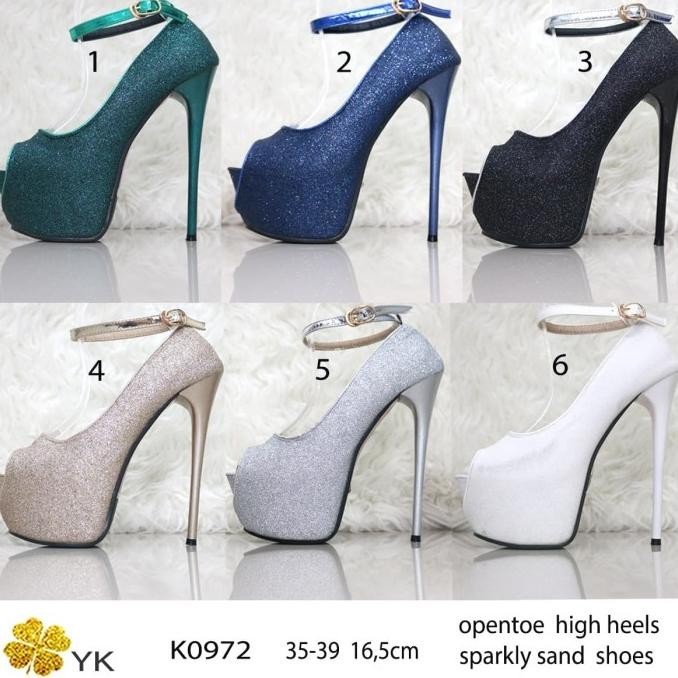 Ykshoes 0972 High Heels 17Cm Shoes Import Navy Green Silver Gold