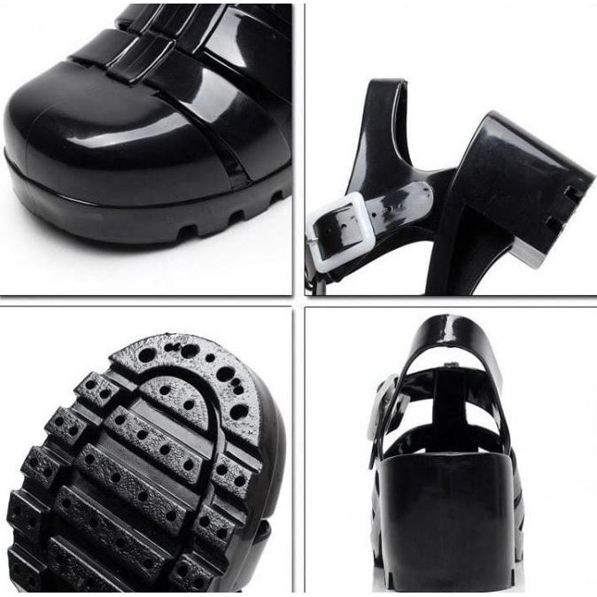 [Tbig] Erika Sandal Wedges Jelly Import Transparan Hak Tinggi