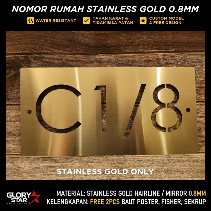 NEW!!! Nomor Rumah Stainless Gold / No Rumah Stainless Emas