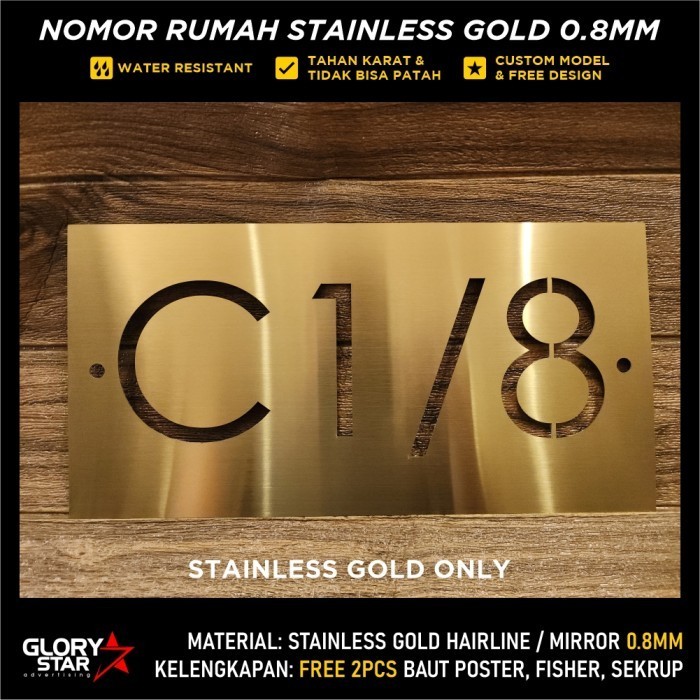 NEW Nomor Rumah Stainless Gold / No Rumah Stainless Emas