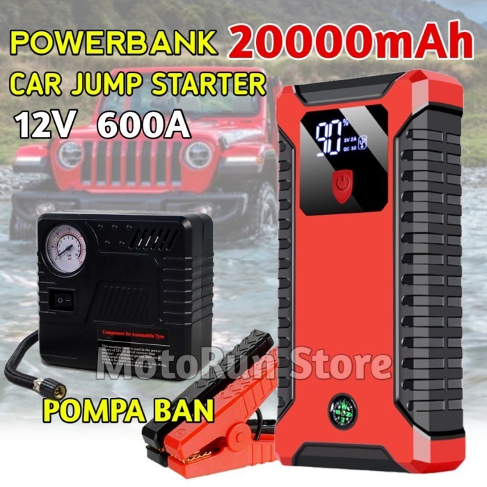 JUMPER AKI MOBIL POWERBANK 99800MAH + POMPA ANGIN BAN CAR JUMP STARTER