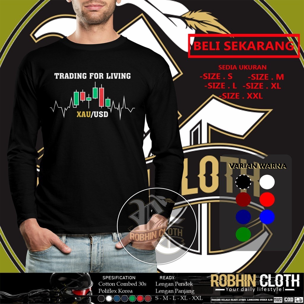 Kaos Baju Trading For Living V2 Lengan Panjang DB Kaos Distro