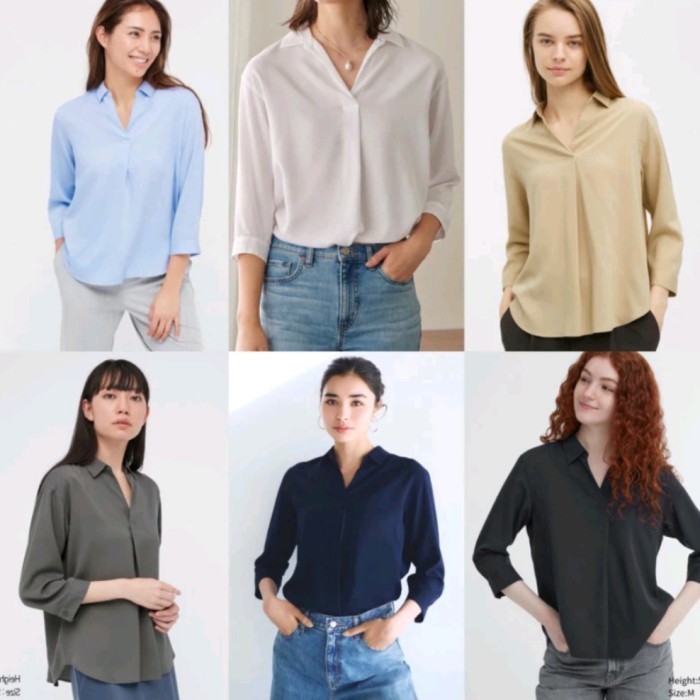 PROMO!! Uniqlo Rayon Skipper Blouse Silahkan diorder