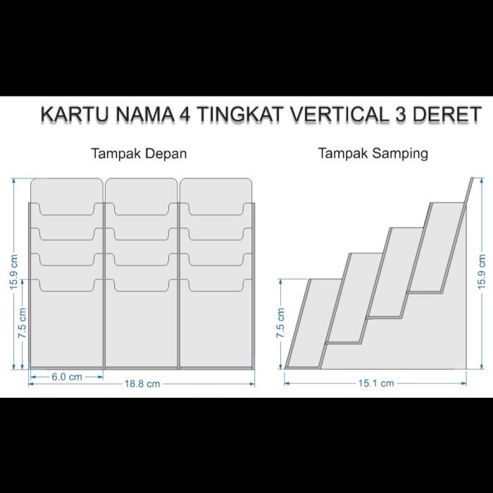 

BARANG TERLARIS Kartu nama 4 tingkat 3 deret VERTIKAL