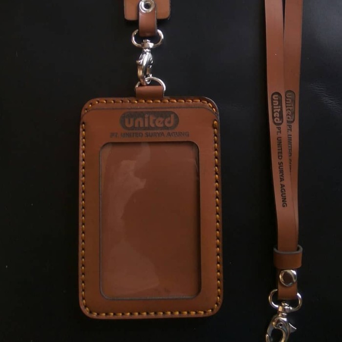 

BARANG TERLARIS Gantungan Name Tag Kulit Asli Custom Premium, ID Card Holder Kulit