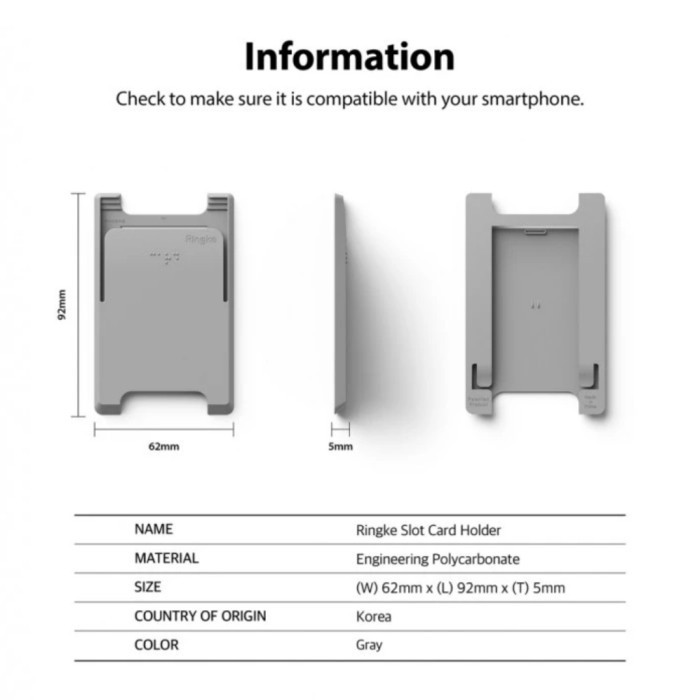 

BARANG TERLARIS Ringke Card Slot 3 Cards Holder Original
