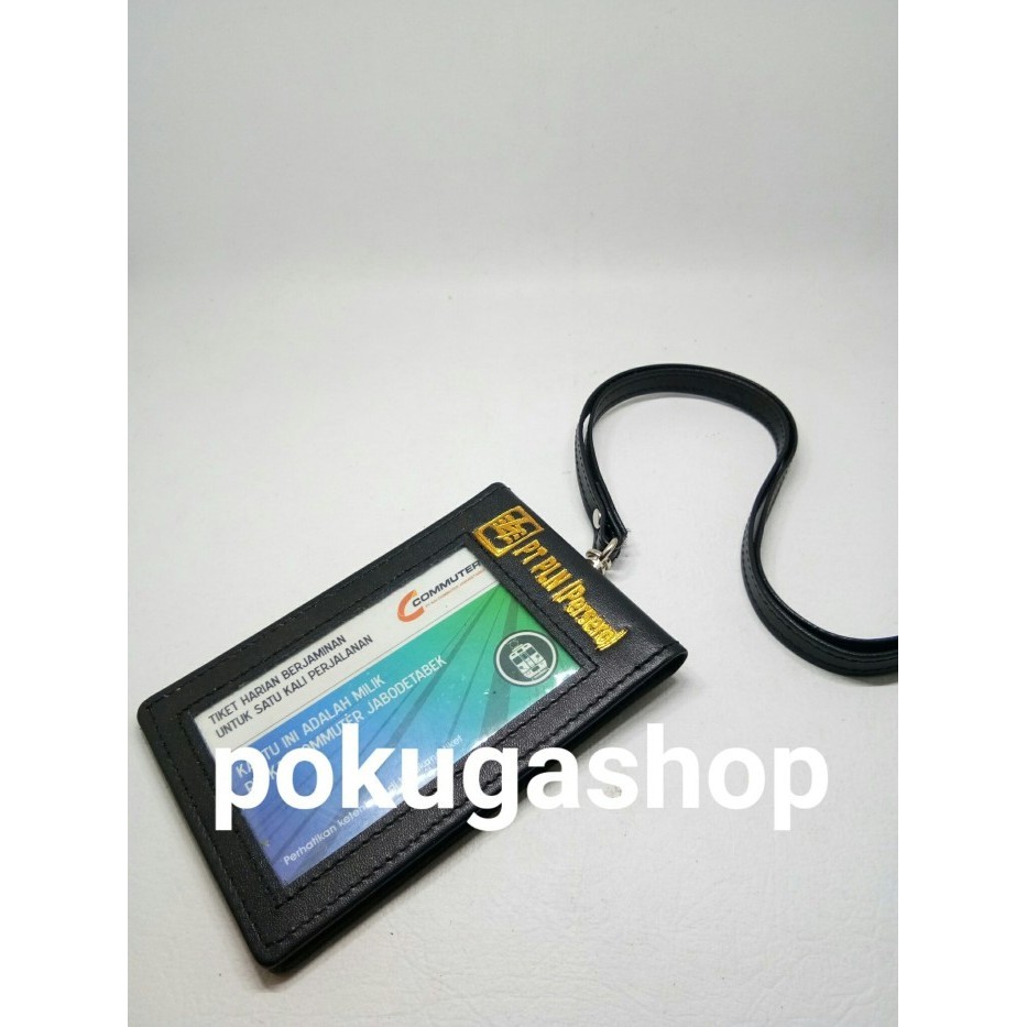 

BARANG TERLARIS nametag kulit pln gold / name tag kulit + tali kulit / id card holder