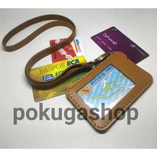 

BARANG TERLARIS nametag kulit premium full kulit / id card holder premium/ unisex