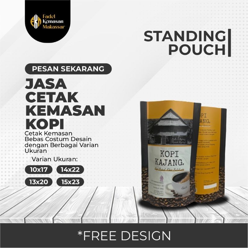 

Cetak kemasan pouch custom full print sample pouch kopi [Non Ziper]