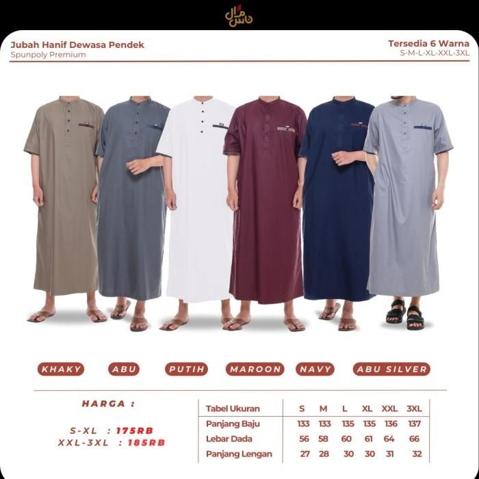 Baju Berkah - Jubah Hanif/Jubah Gamis Pria/Jubah Pria Lengan Pendek