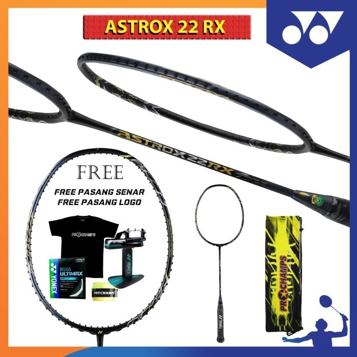 New Yonex Astrox 22Rx/22 Rx Raket Badminton Original-Black Gold