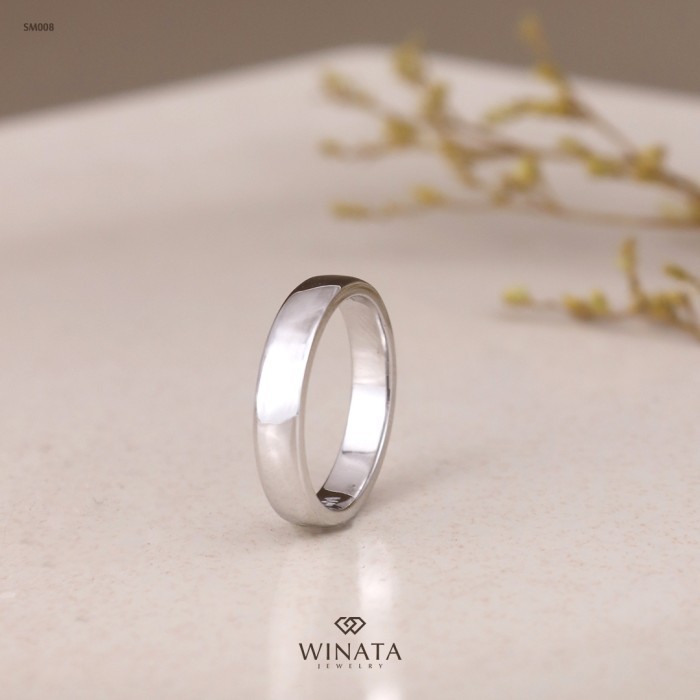 Cincin Single Tunangan Pernikahan Pria Muslim Bahan Palladium10%