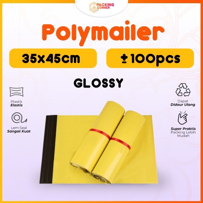 

Terlaris Plastik Packing Polymailer Warna Kuning 35x45 isi 100 pcs Tebal Glossy SALE