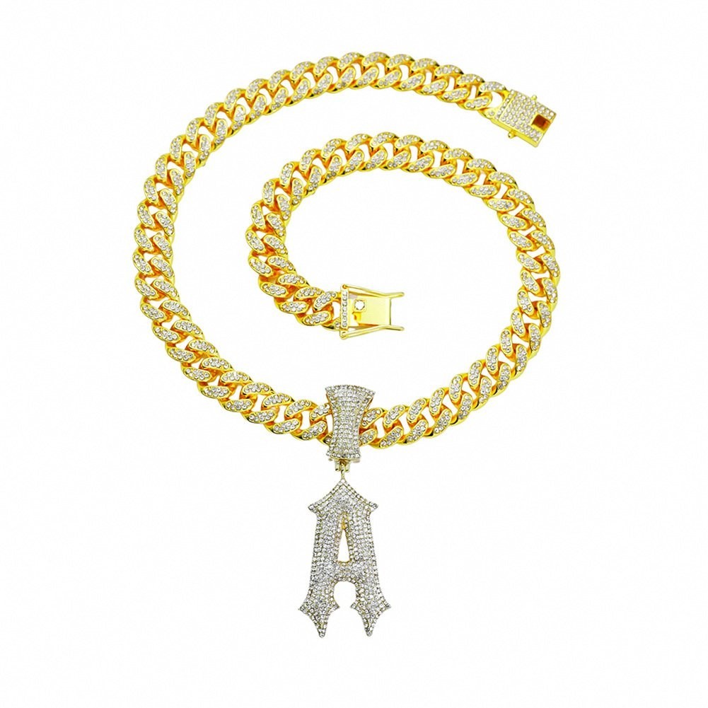 Europe and America Cross Border New LettersAPendant Necklace Fashionmonger Personalized Diamond Cuba