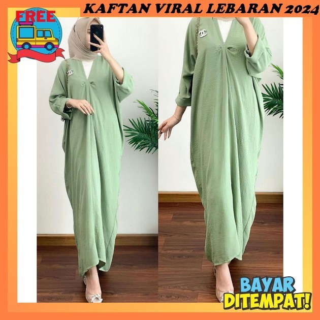 Kaftan Lebaran Mewah Premium Satin Bju Kain Pkaian Gamis Kain Kaftan Wanita Terbaru 2024 Kondangan K