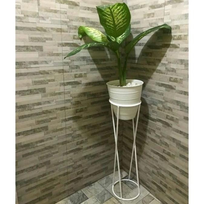 Pot Standing Besi Kaki Silang 50X20 Rak Pot Besi Tempat Rak Vas Bunga