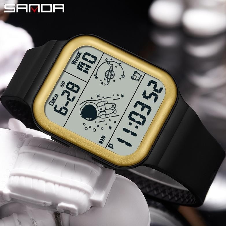 Ox04 SANDA 6052 Jam Tangan Pria Wanita Digital EL Backlight Sport Watch Anti Air CURRENOS Original