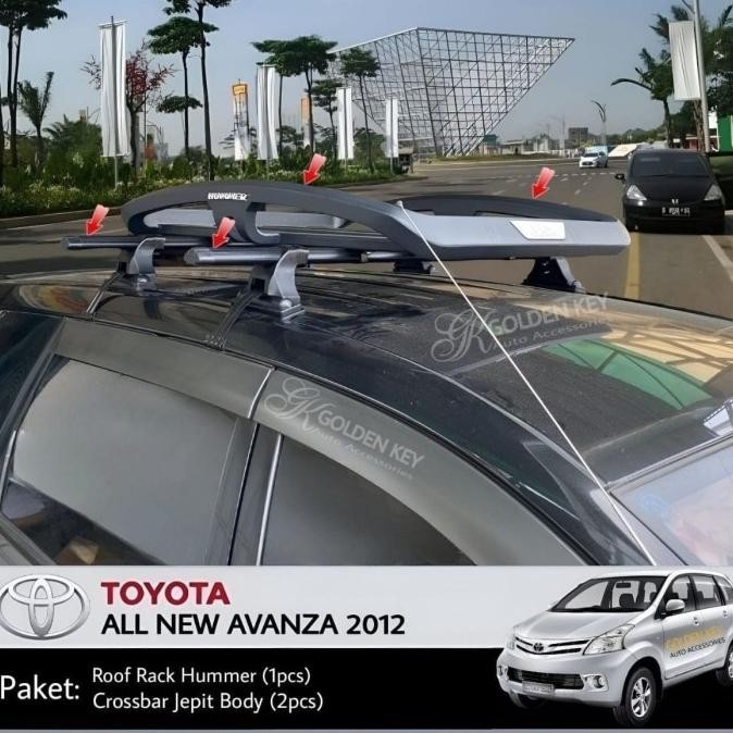 Paket All New Avanza 2012 Roof Rack Hummer + Crossbar Jepit Body