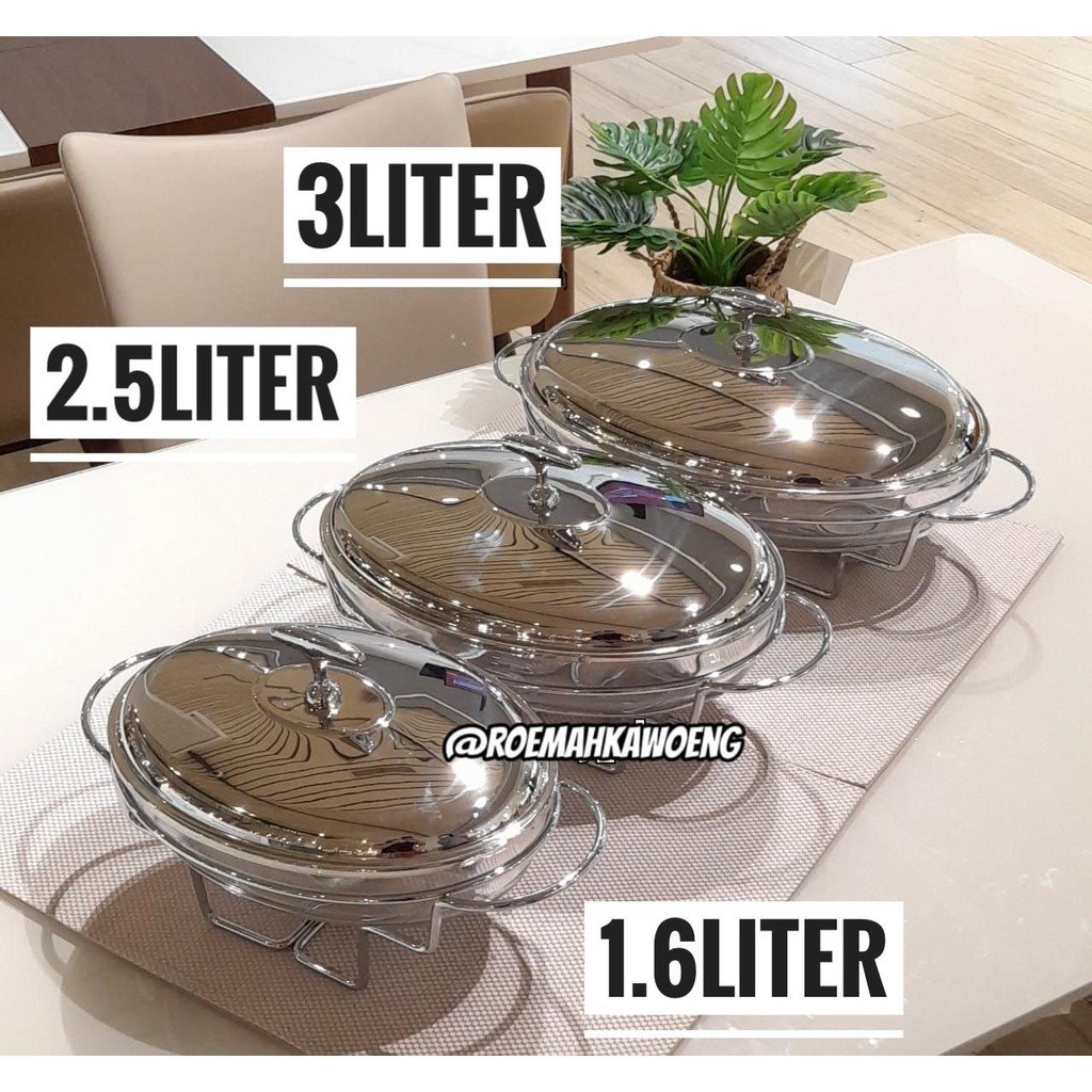 Prasmanan Stainless Ghangat Ellipse Food Warmer Soup Appetite/Delicia