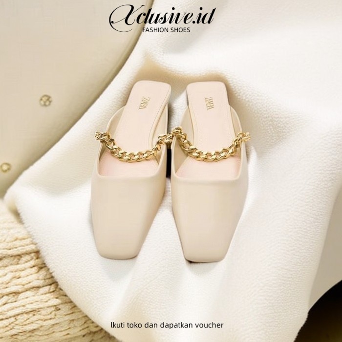 Zara Flat Mules With Chain Za05011
