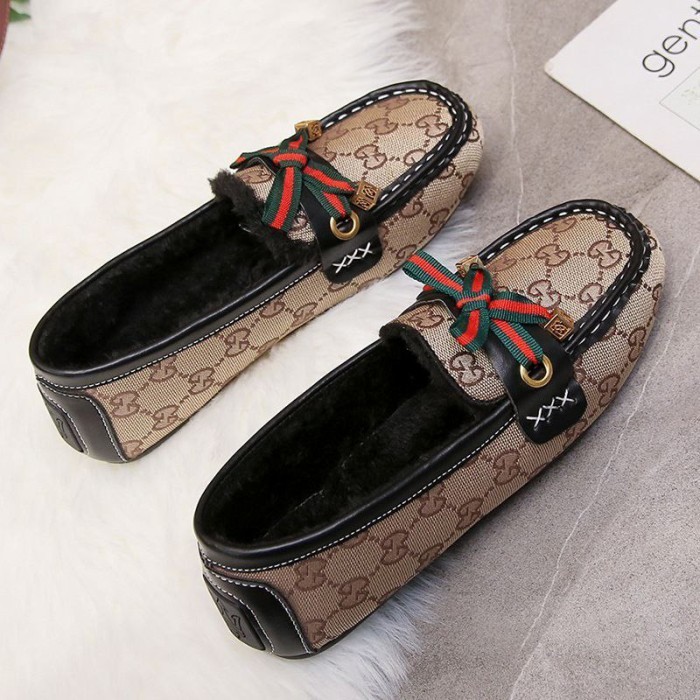 Sepatu Loafers Wanita Monogram Import Branded Korea Antislip Murah Ori