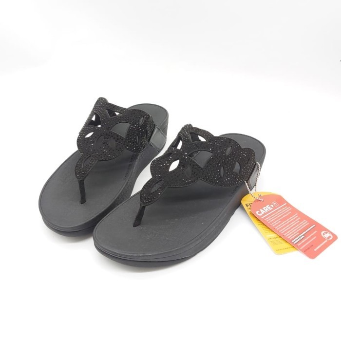 Merk Fitflop Sandal Wanita Size 36 - 40 Warna : Gokd Hitam Silve