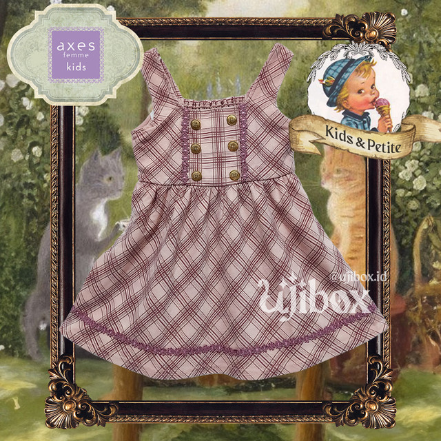 Axes Femme Kids Taro Tartan JSK Dress Kawaii Anak Jepang Korea Ujibox Sleepwear