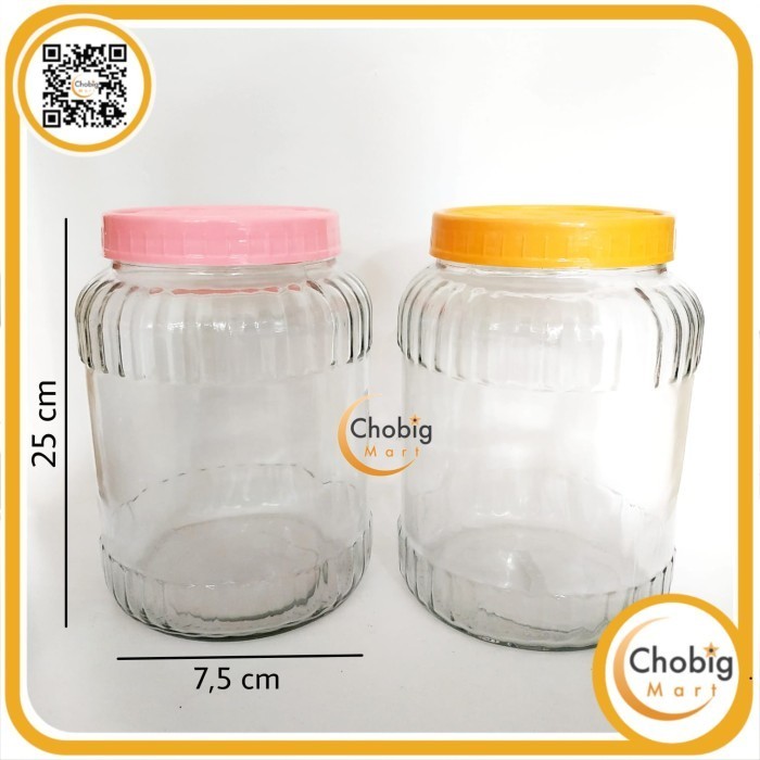 Toples Kaca Besar Jumbo 5L Wadah Tutup Kerupuk Tempat Simpan Obat