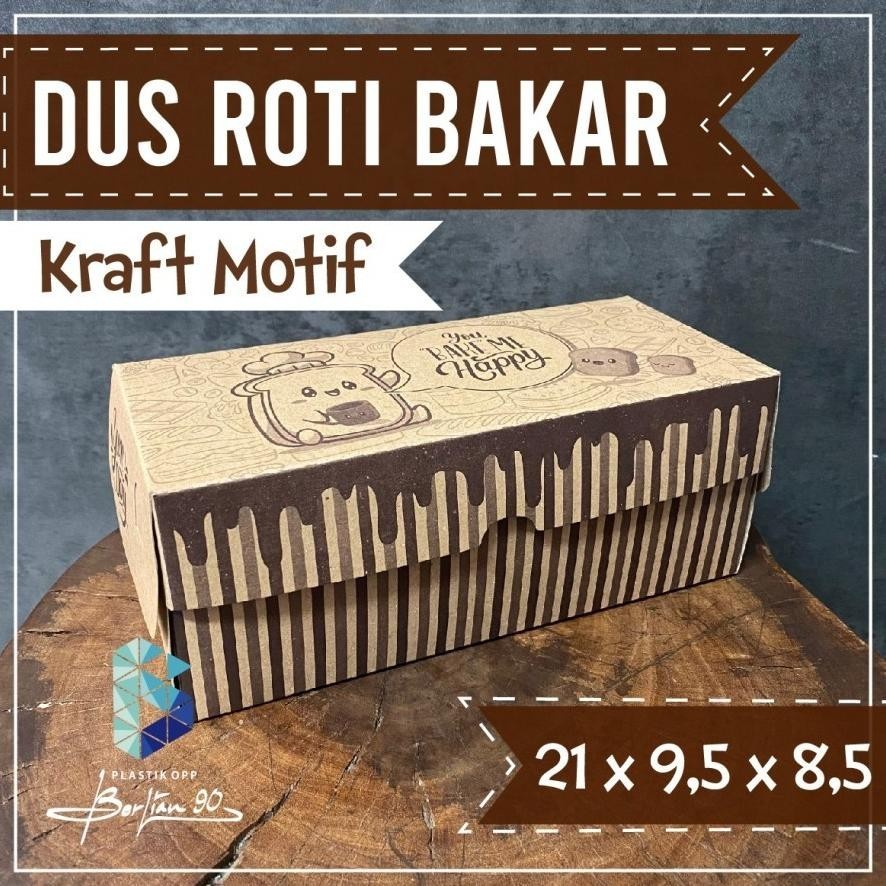 

Super Promo" Dus Kardus Kotak Roti Brownies Bakar Motif Terbaru Bahan Kraft Tebal Isi 50 pcs Uk 21 x 8,5 x 9,5 cm / Dus Snack roti bakar / dus donat / dus kue bolu ||