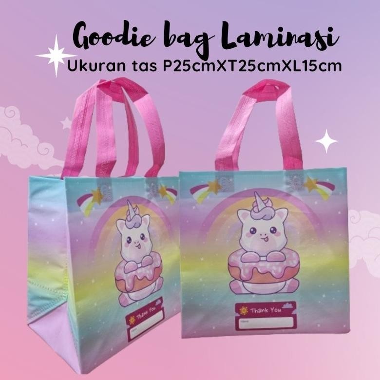 

Ekstra Diskon" (LUSINAN 12 pcs) Goodie bag Laminasi Box DINO 25x25x15 tas spundbond/ tas kado ||