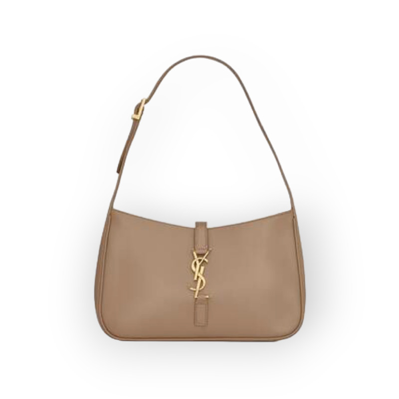YVES SAINT LAURENT Le 5 A 7 Hobo Bag in Taupe Smooth Leather GHW
