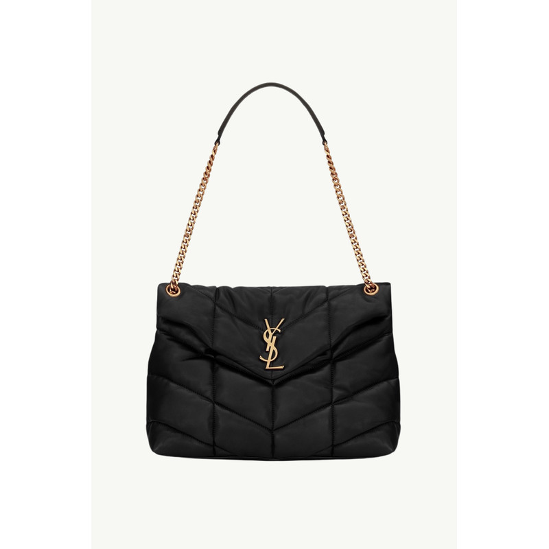 YVES SAINT LAURENT Medium Loulou Puffer Shoulder Bag in Black GHW