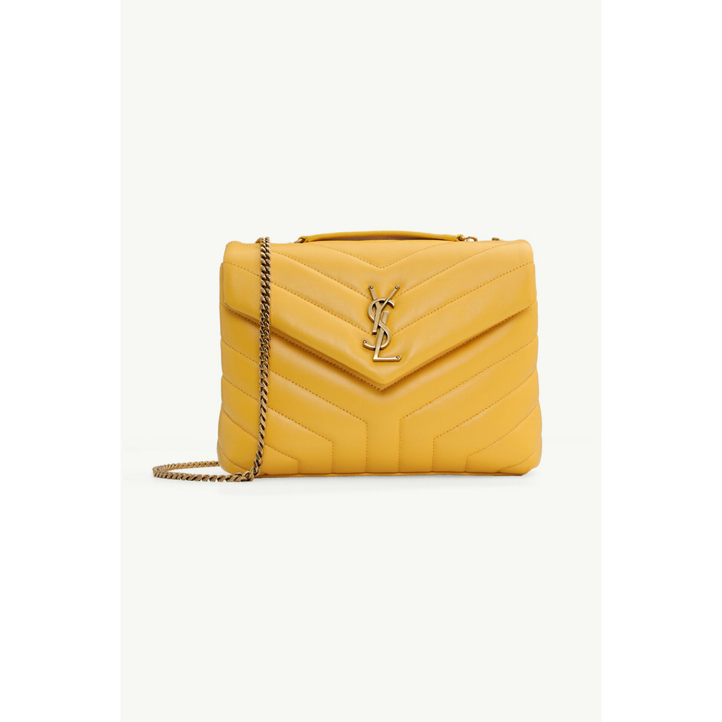 YVES SAINT LAURENT Small Loulou Shoulder Bag in Yellow Quilted Leather GHW