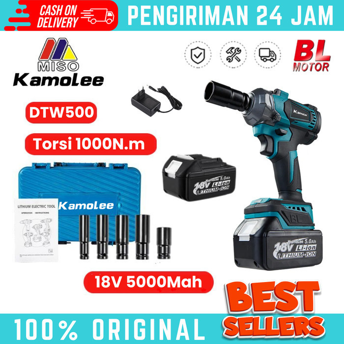 KAMOLEE CORDLESS ELECTRIC IMPACT WRENCH 1000N.M-DTW500 IMPACT DRILL