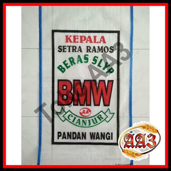tokokarungaa3 Karung beras transparan merek BMW 5kg