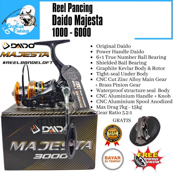 Reel Pancing Daido Majesta 1000 - 6000 (6+1 Bearing)Power Handle Murah