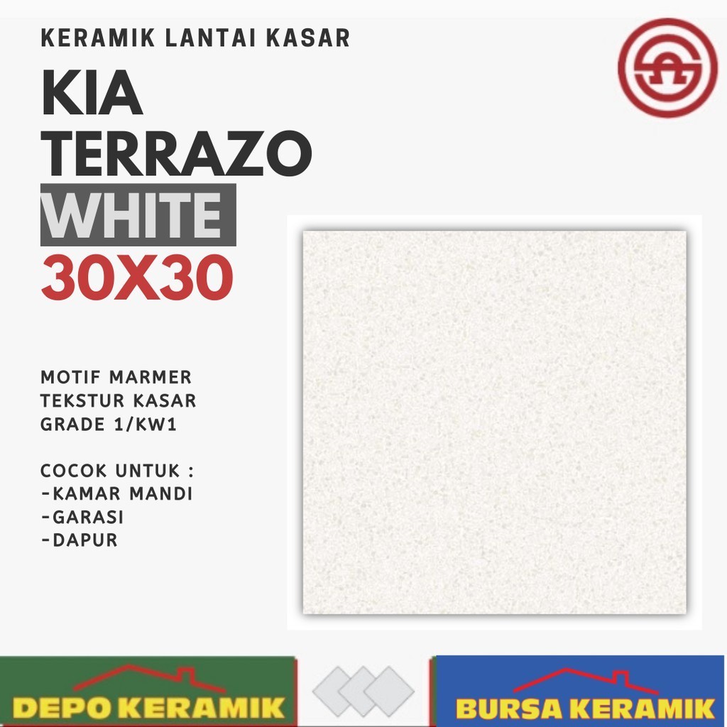 Keramik Lantai Kasar 30x30 KIA - TERRAZO WHITE G1