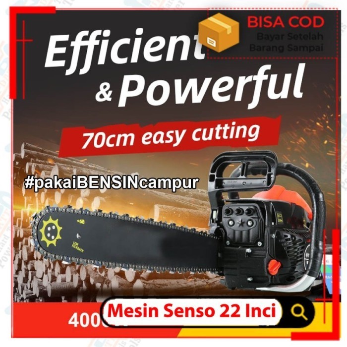 Hujia Tool Mesin Gergaji Pohon Chainsaw Bensin 22 Inci Kayu Senso Ni